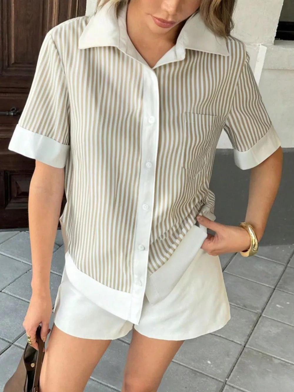 Striped Button-Down Short Sleeve Shirt, image 13