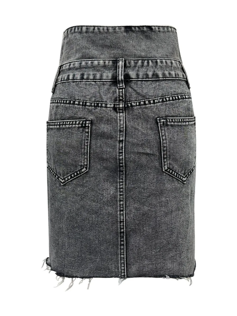 Raw Hem High Waist Denim Skirt, image 3