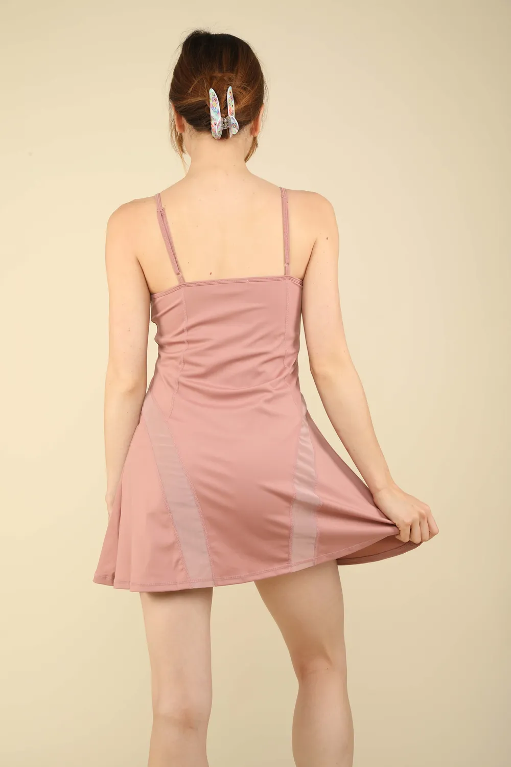 Mesh Detail Tennis Mini Active Dress with Shorts Inside, image 2