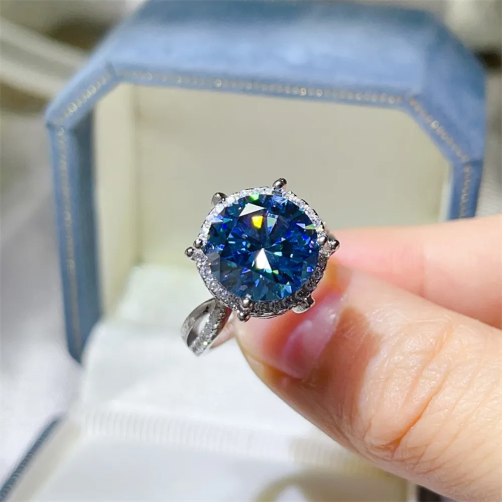 5 Carat Moissanite Halo Engagement Ring, image 3