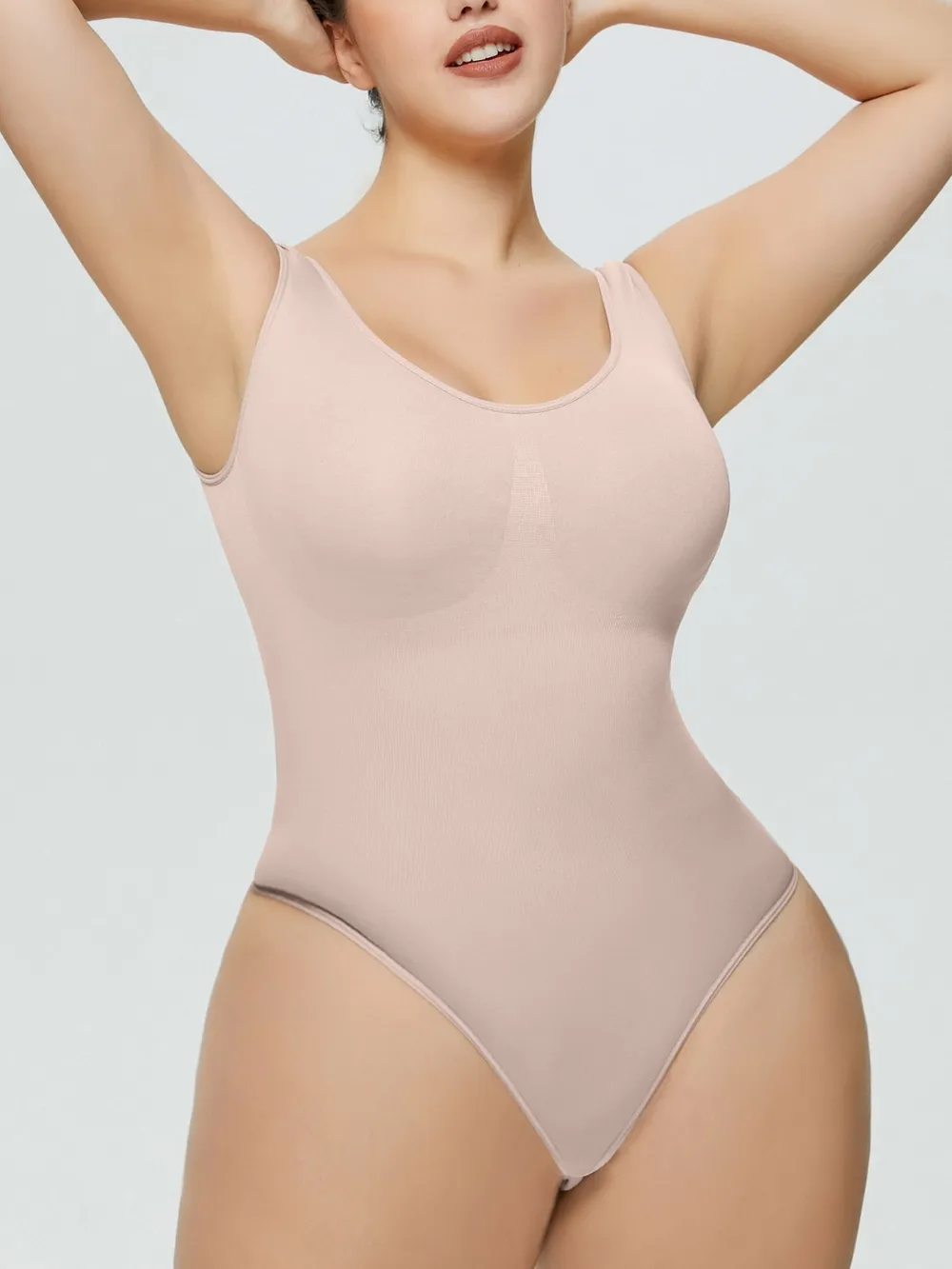 Scoop Neck Wide Strap Shaping Bodysuit, image 3