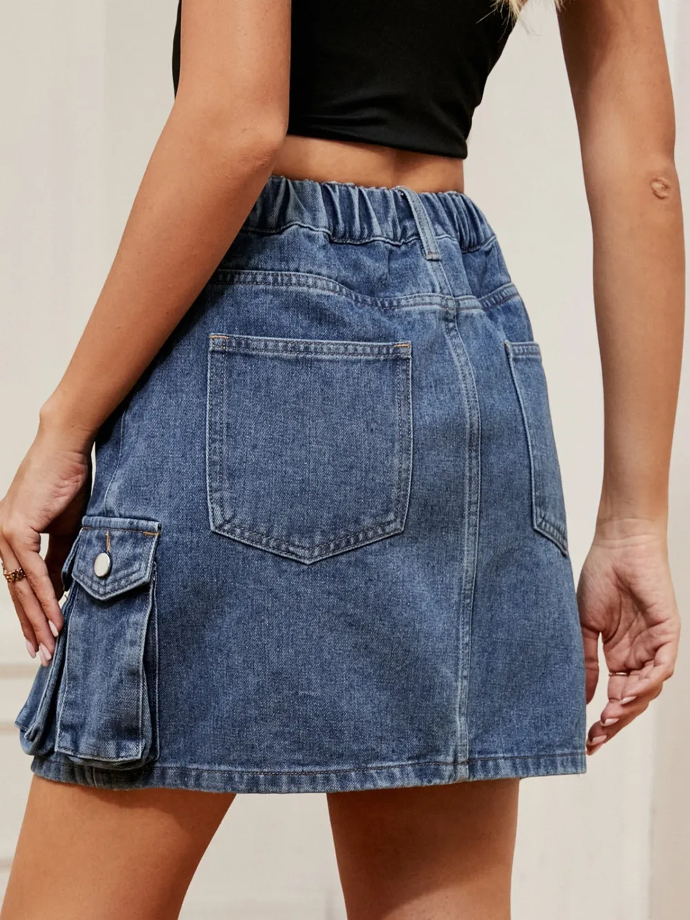 High Waist Denim Skirt, image 4