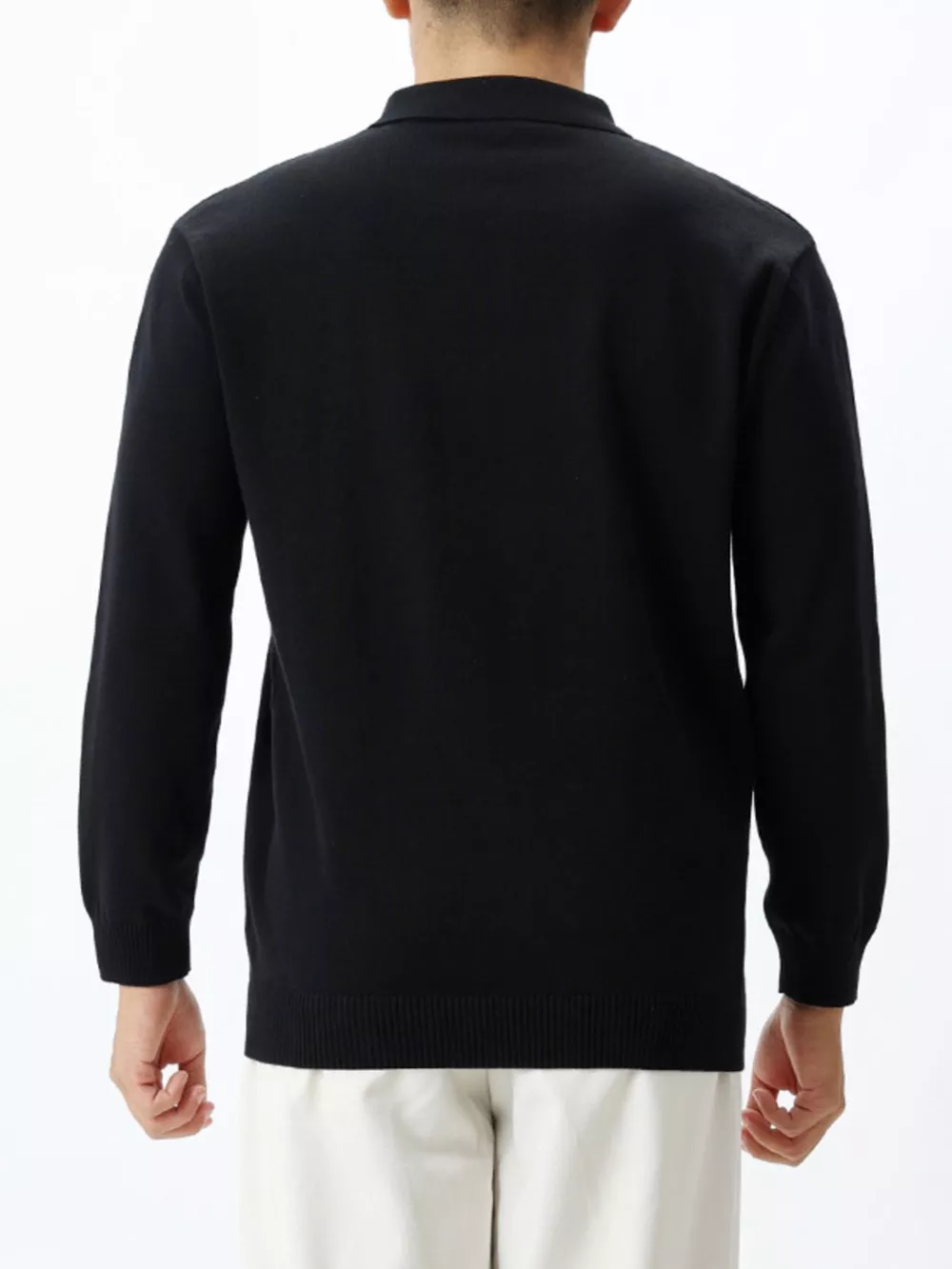 Men's Plus Size Polo Collar Long Sleeve Sweater, image 6