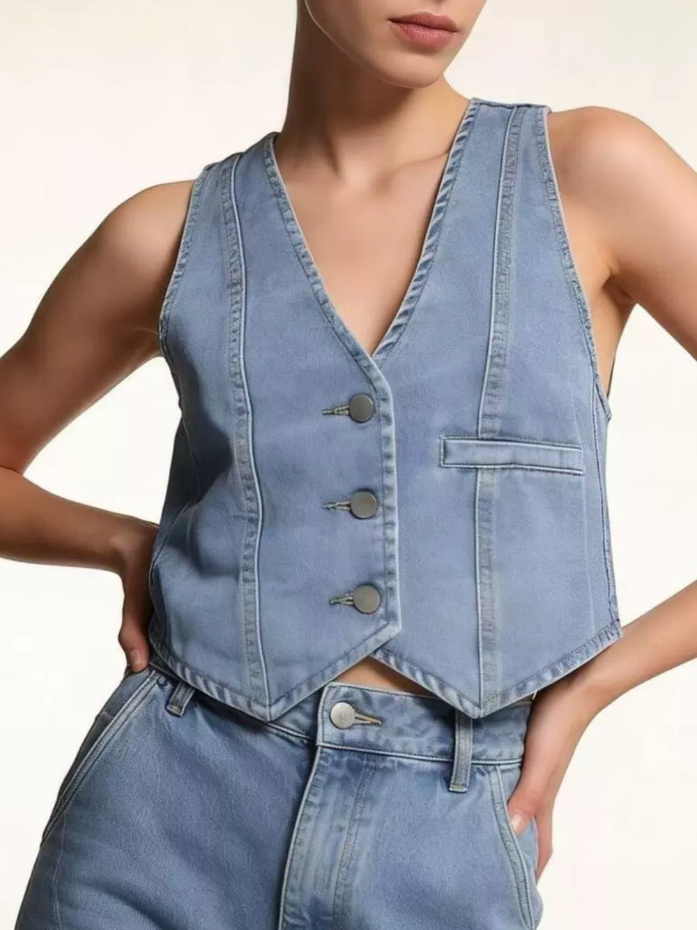 Button-Down Denim Vest, image 13