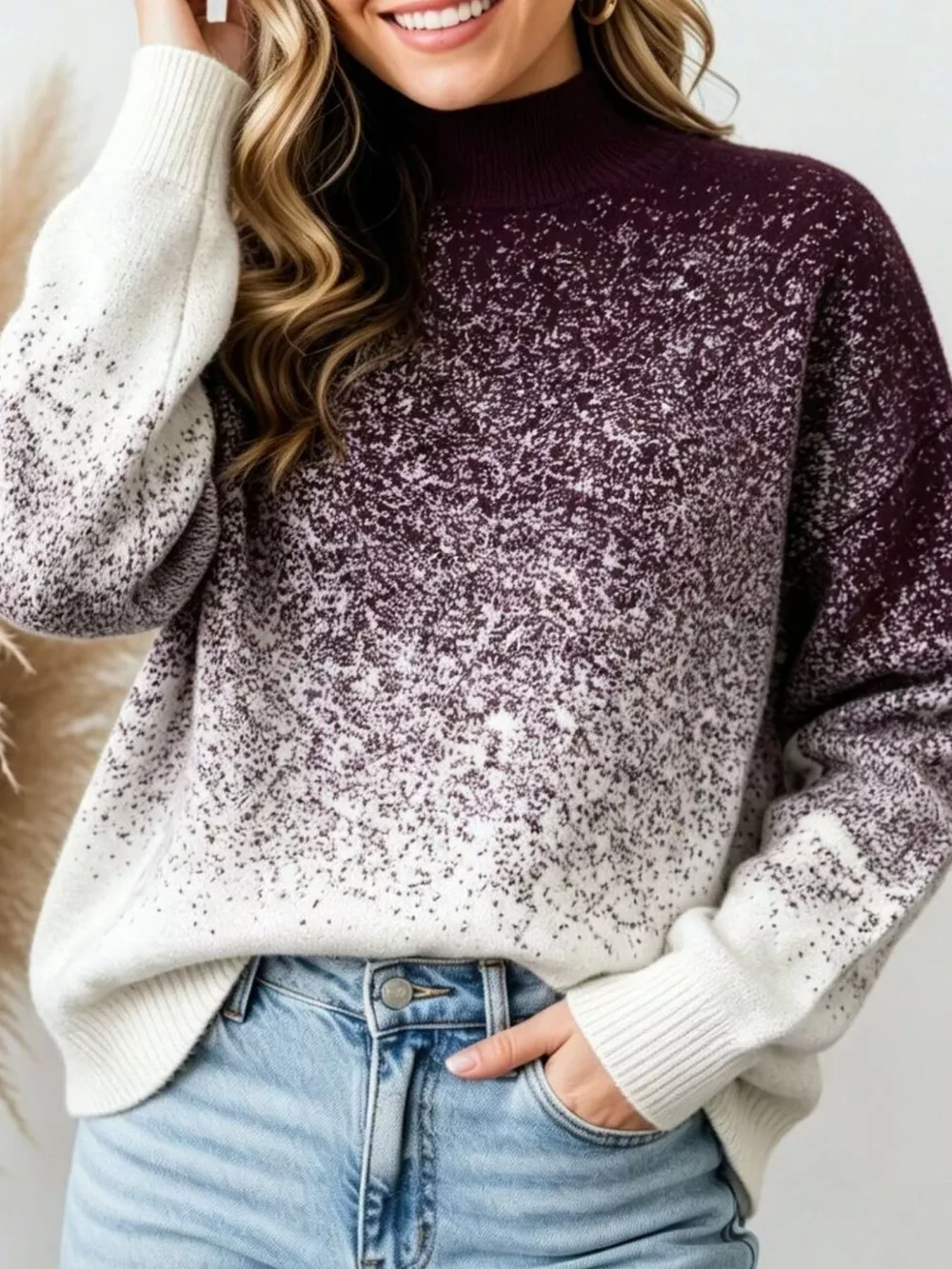 Gradient Turtleneck Long Sleeve Sweater, image 4