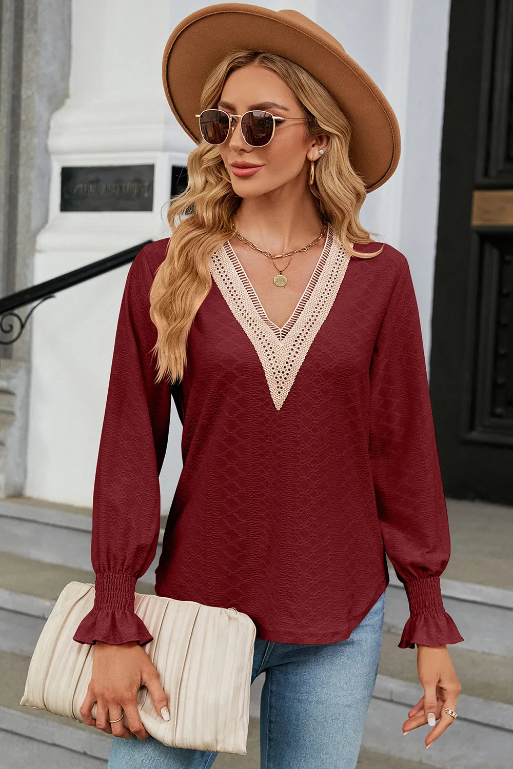 V-Neck Flounce Sleeve T-Shirt, image 11