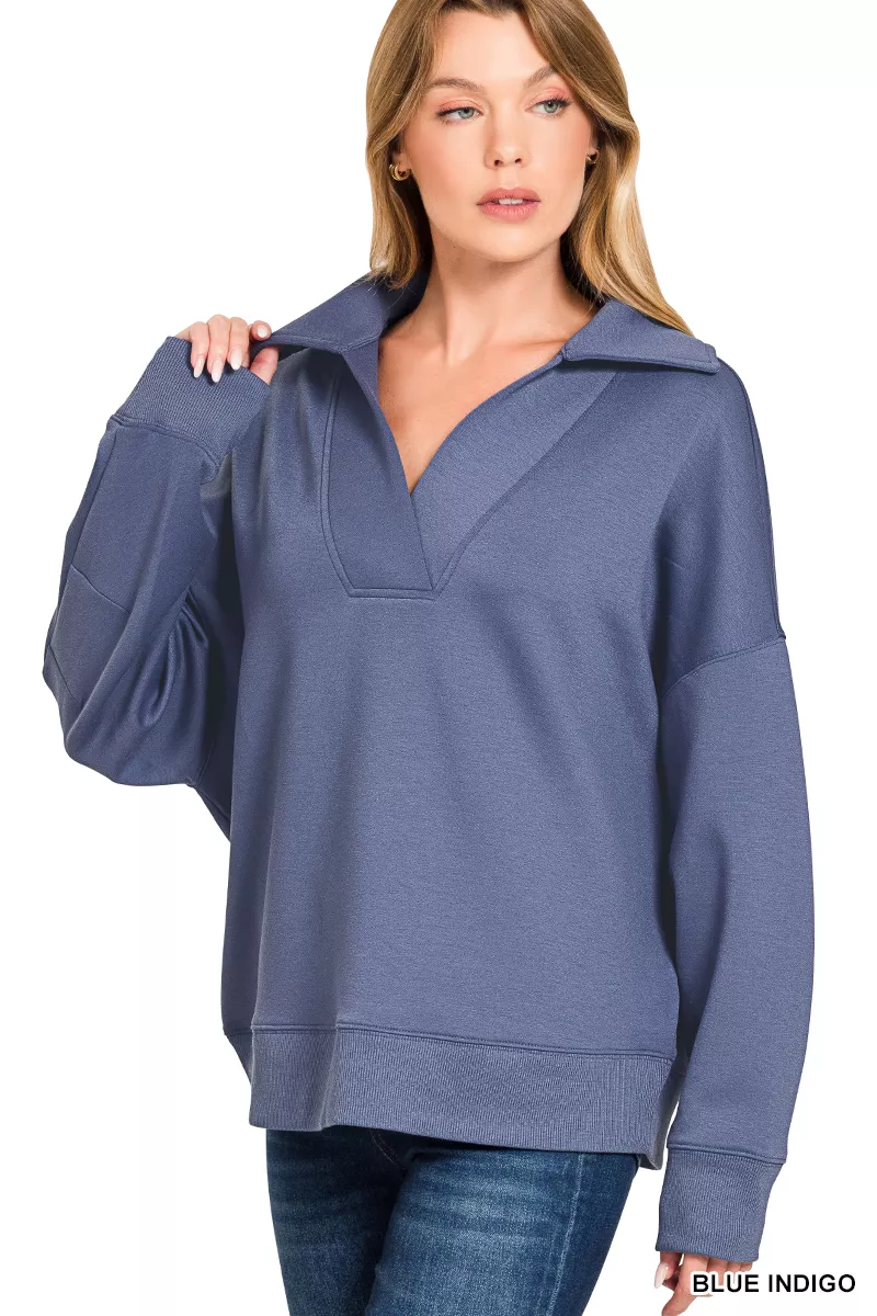 Scuba Collared Pullover & Center Seam Pants Set, image 7