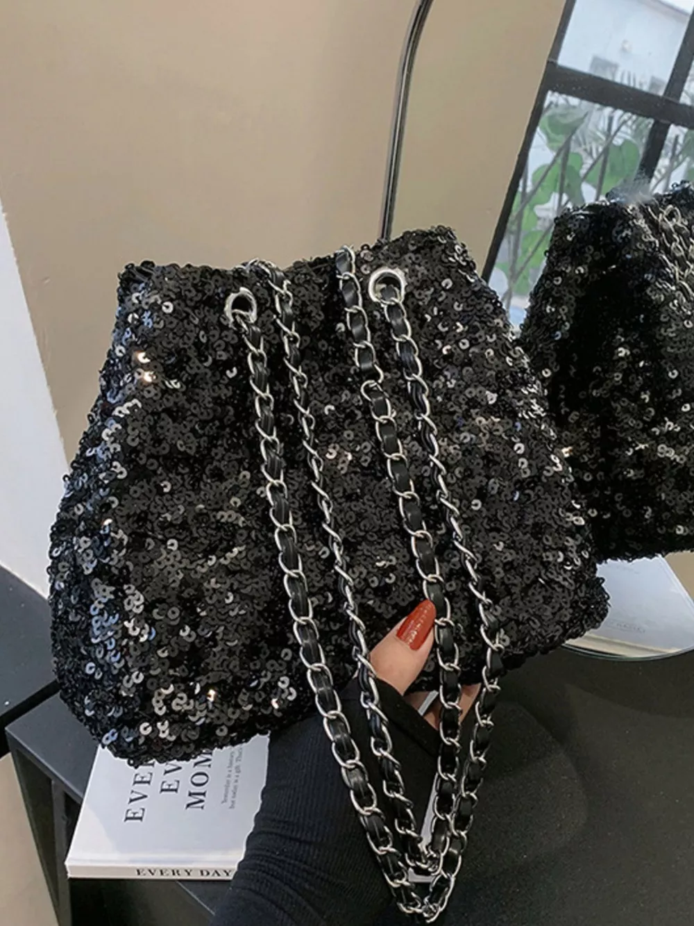 Sequin Bucket Shoulder Bag, image 3