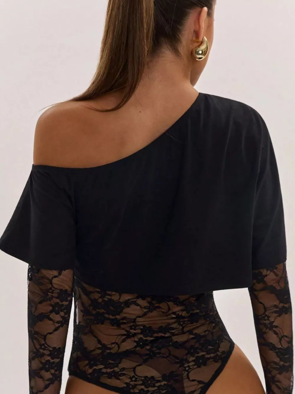 One-Shoulder Lace Bodysuit, image 3