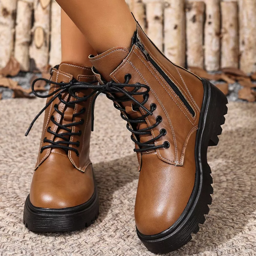 Round Toe Block Heels Boots, image 8