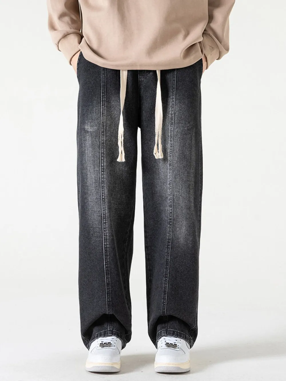Men's Full Size Drawstring Wide Leg Jeans Plus Size, image 3