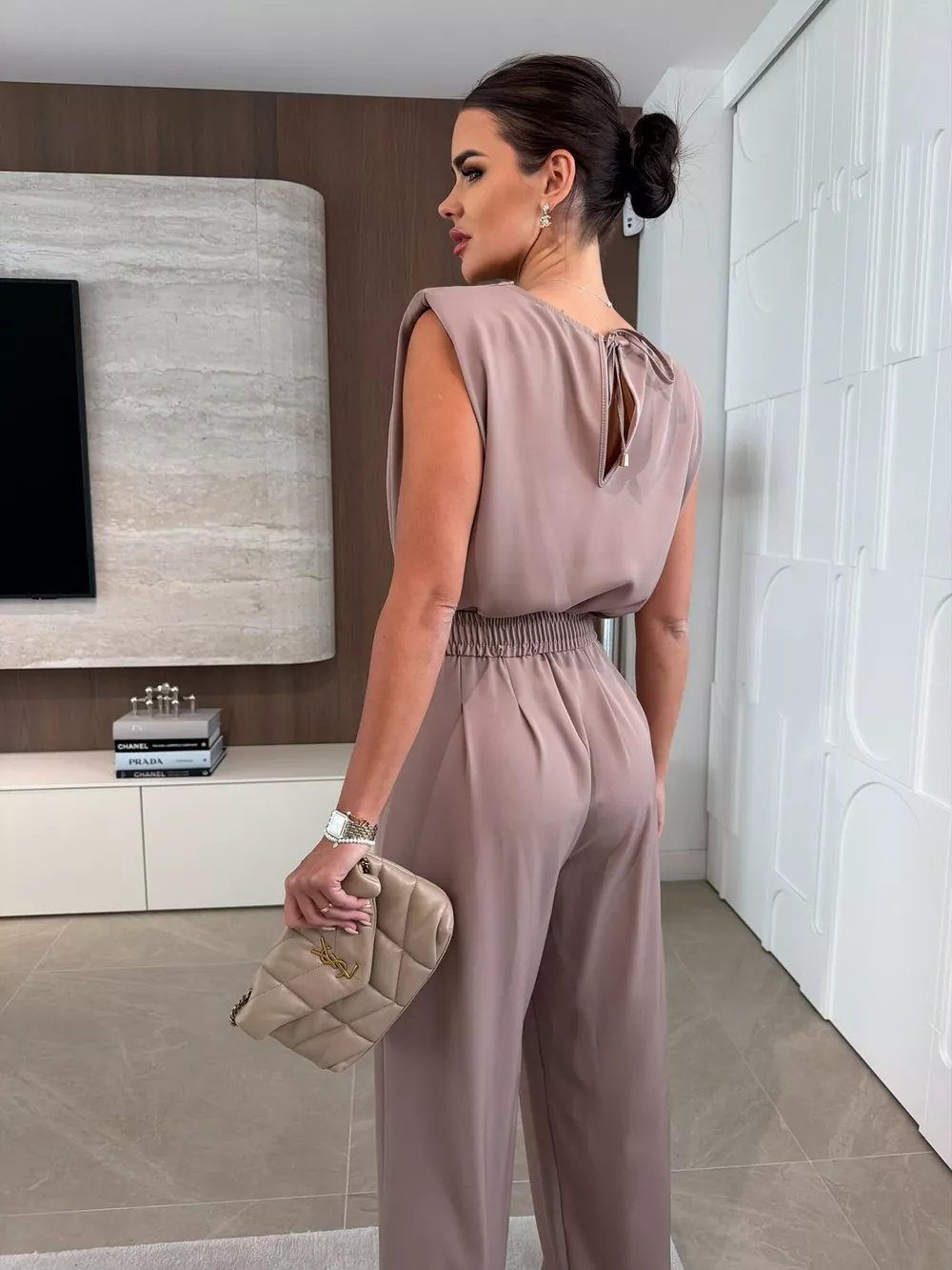 Cowl Neck Wide-Leg Jumpsuit, image 4
