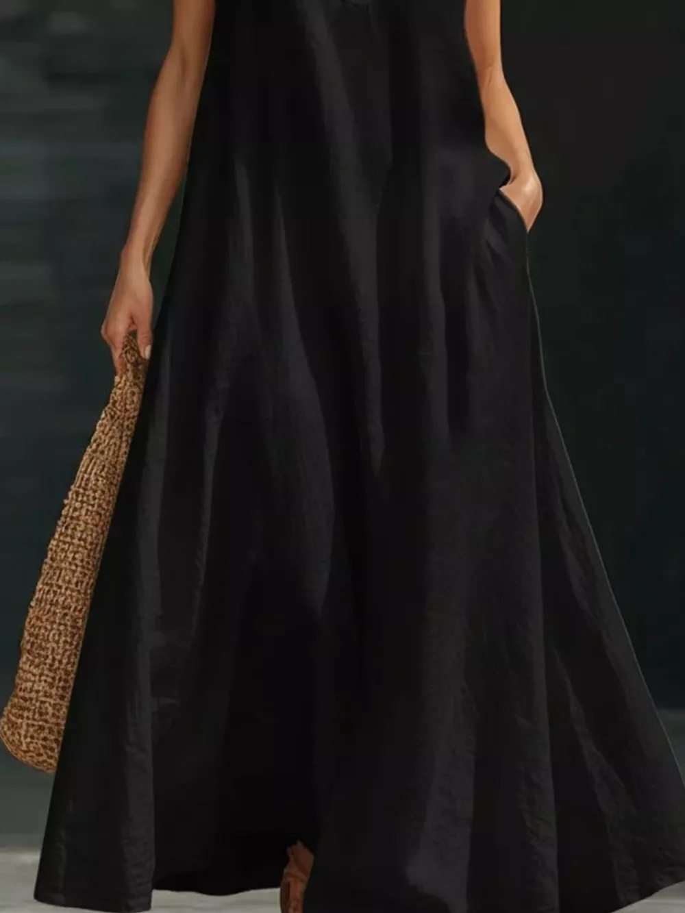 Halter Neck Maxi Dress with Pockets, image 3