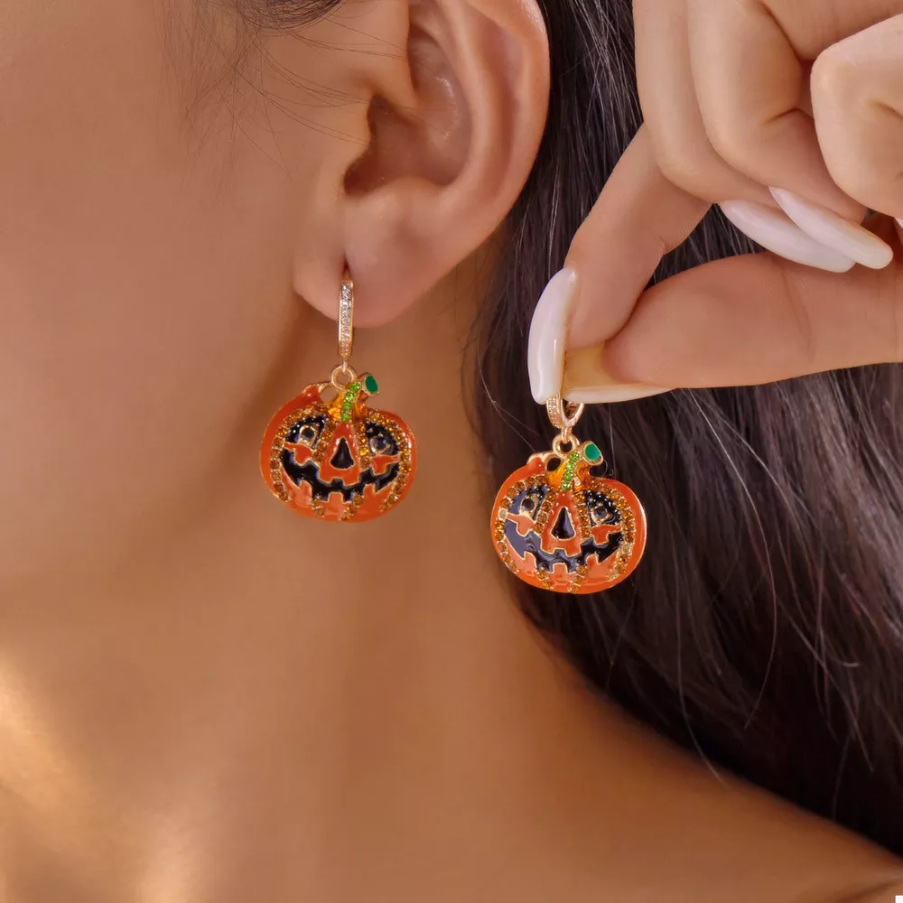 Halloween Pumpkin Drop Earrings