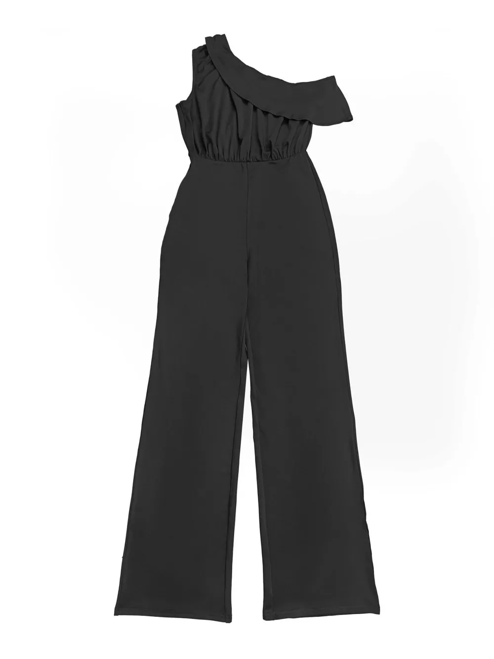 One-Shoulder Draped Wide Leg Jumpsuit, image 6