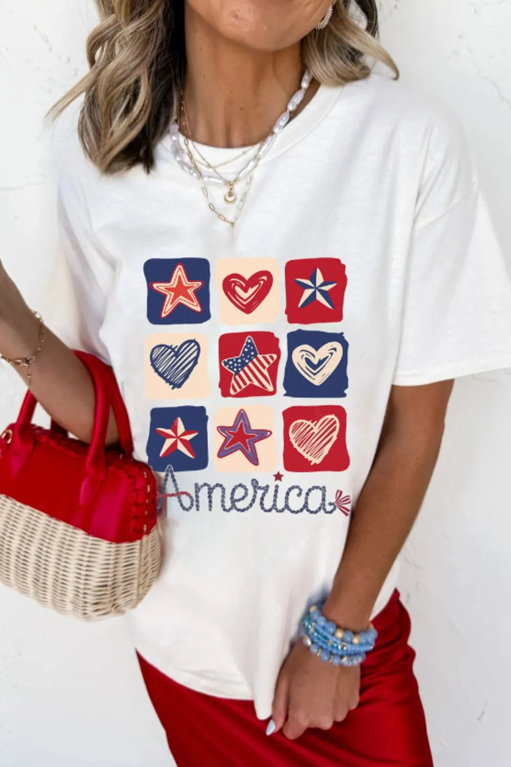 American Heart Star Checkered Graphic Tee, image 3