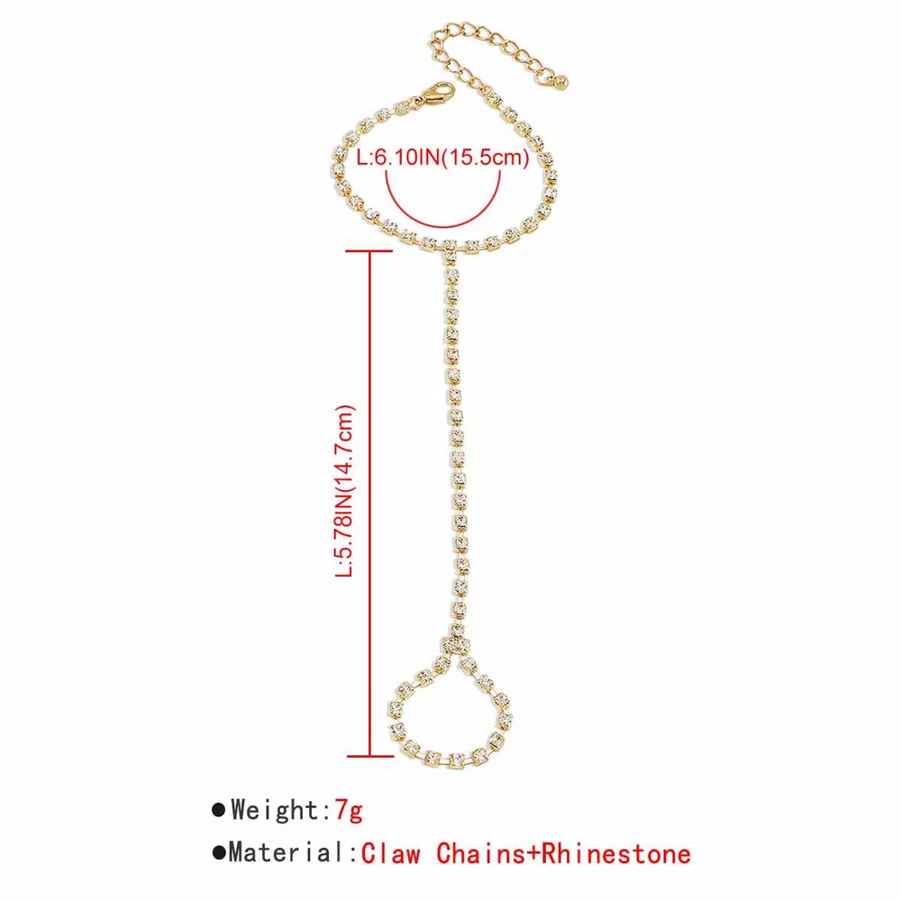 Alloy Rhinestone Bracelet with Ring, image 4