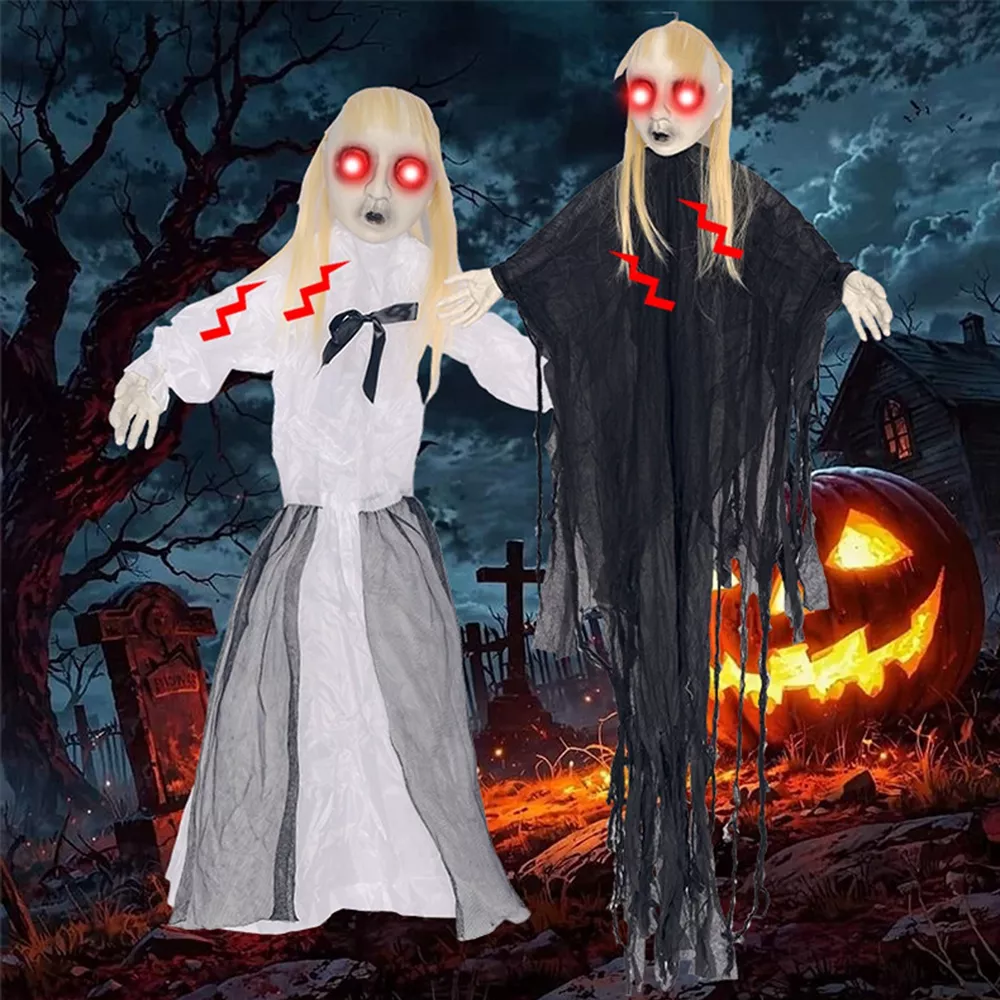 Halloween Hanging Ghost with Glowing Eyes