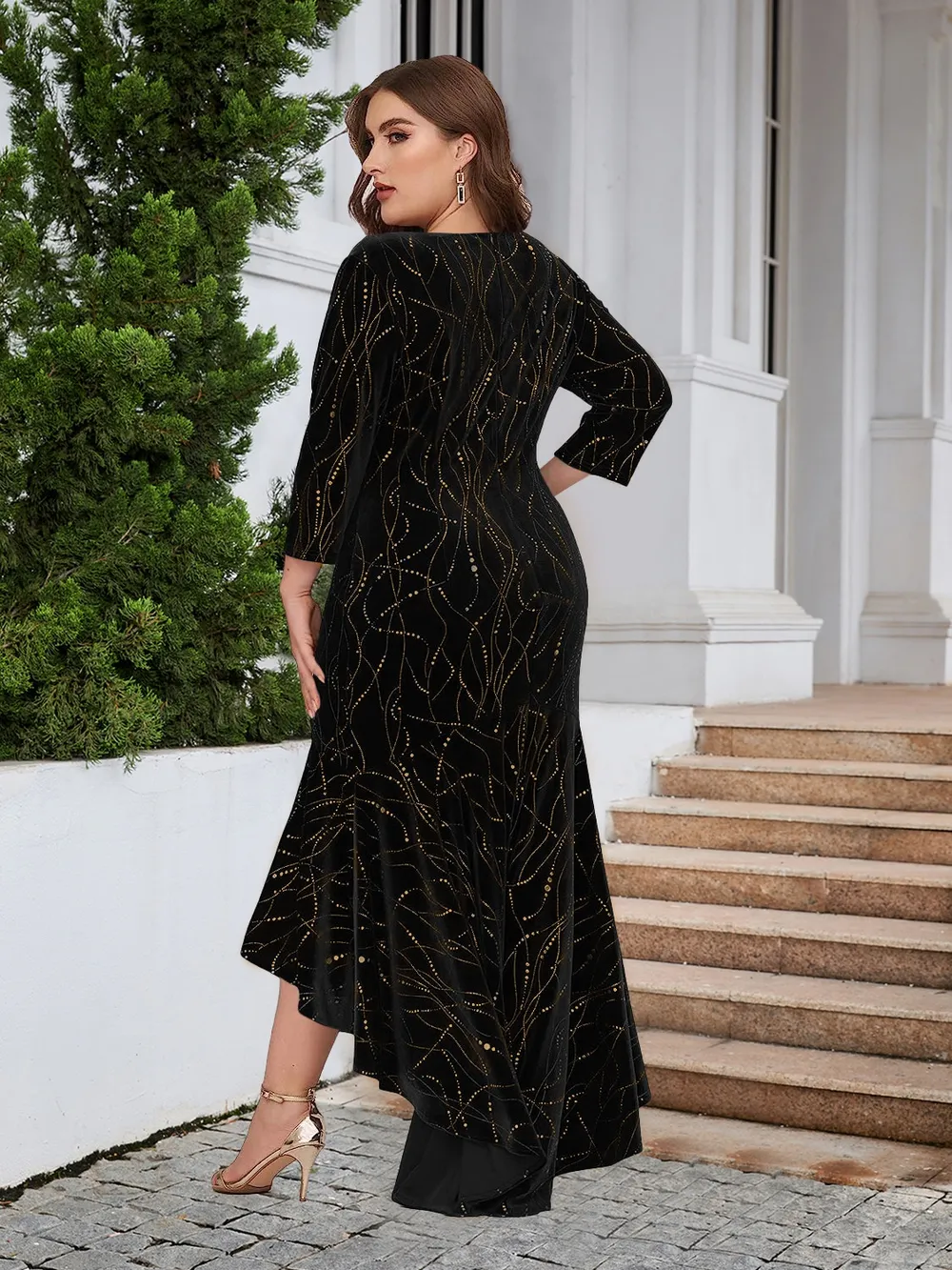 Plus Size Ruffle Hem High-Low Dress, image 12