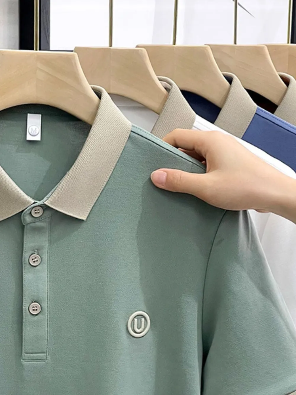 Men's Plus Size Breathable Short Sleeve Contrast Polo, image 3