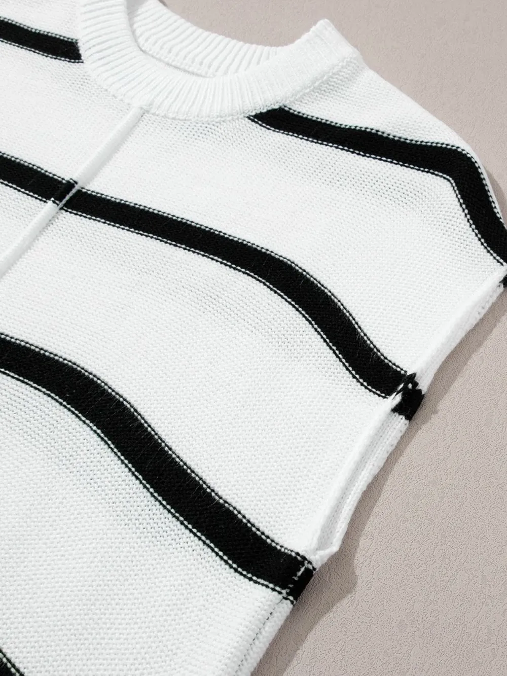 Striped Batwing Sleeve Knit Top, image 3