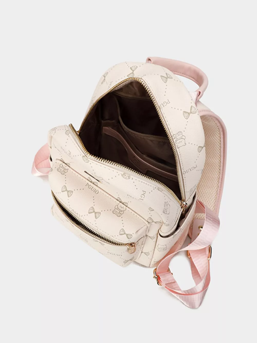 Bear Print PU Leather Backpack Bag, image 8