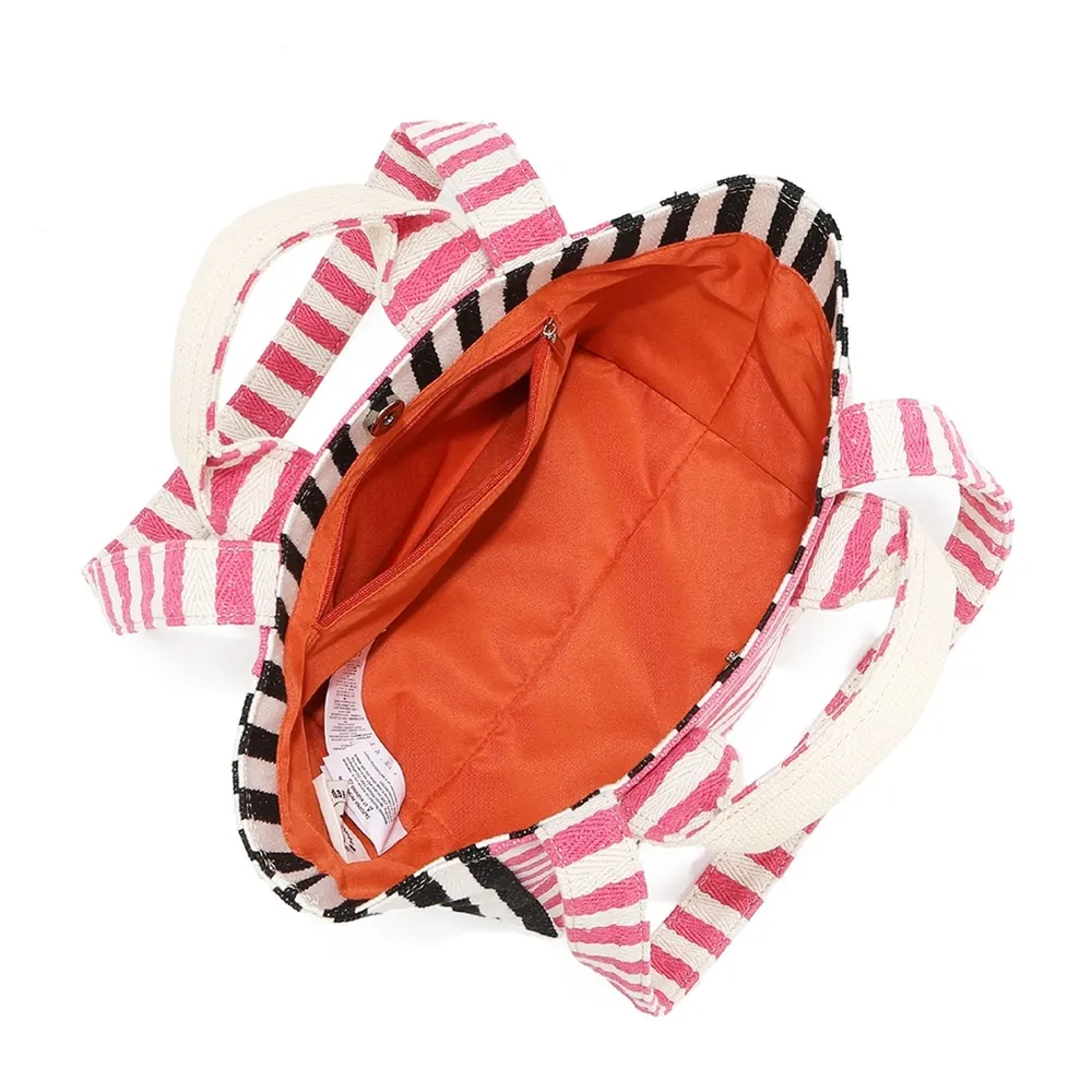 Letter Striped Tote Bag, image 4