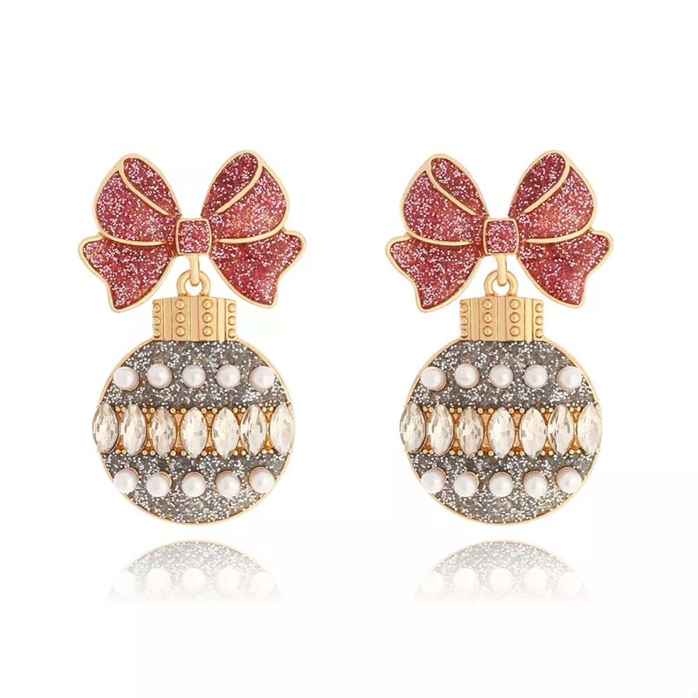Bowknot Christmas Drop Earrings, image 2