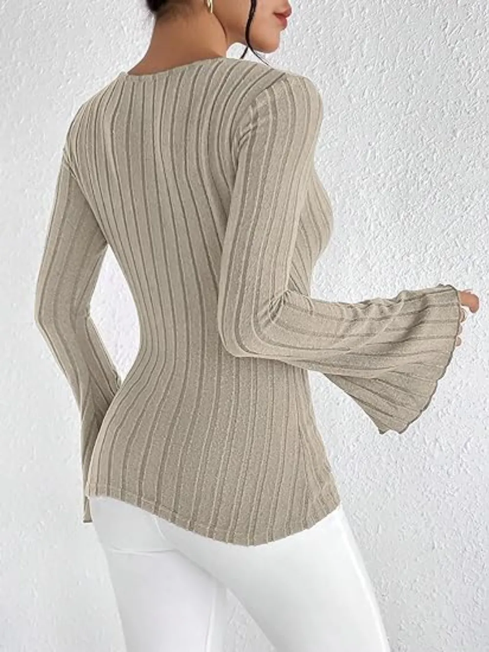 Ribbed Flare Sleeve Top, image 7
