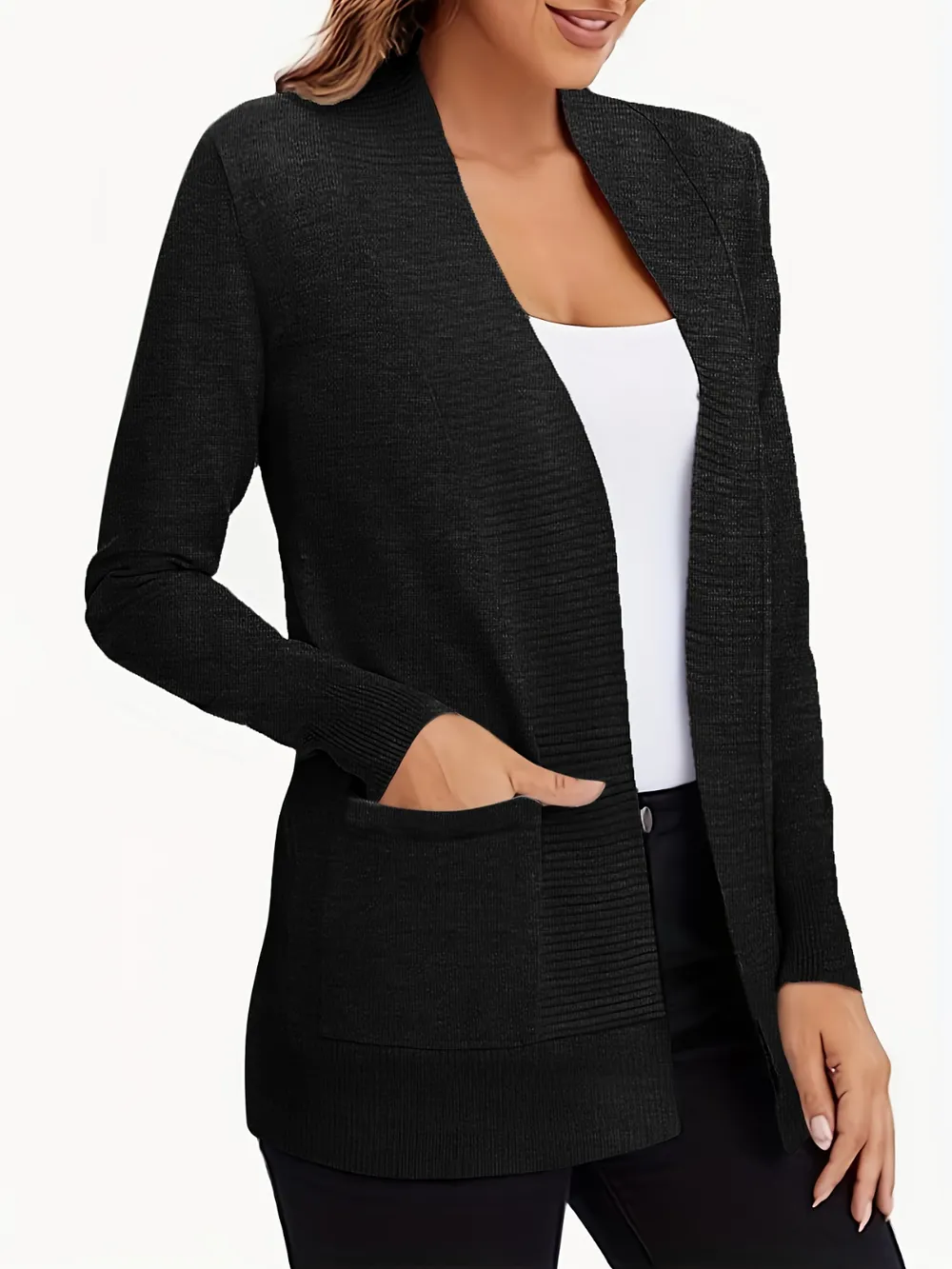 Open Front Long Sleeve Sweater Cardigan, image 14