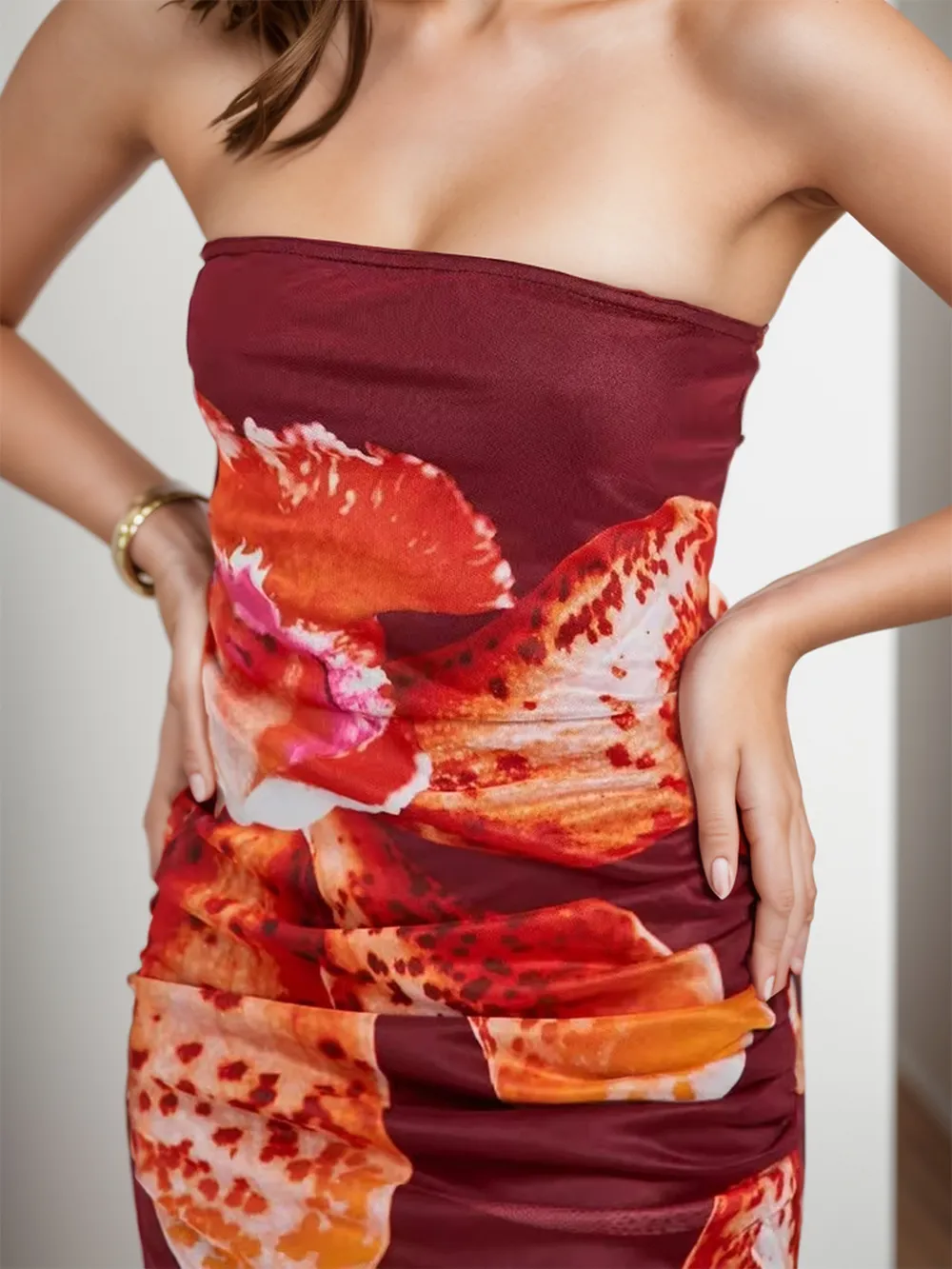 Printed Tube Sleeveless Maxi Dress, image 2