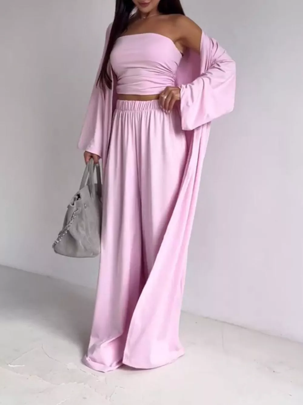 Tube Top & Cardigan & Pants Three Piece Set, image 6
