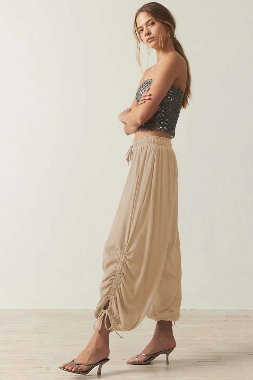 Drawstring Ruched Pants, image 4