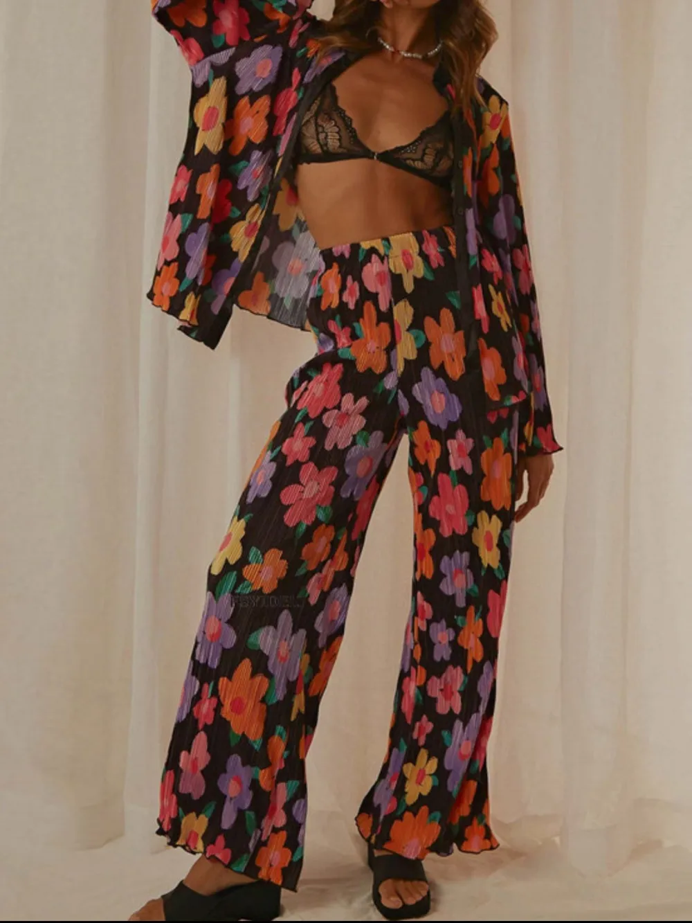 Printed Button Up Shirt and Pants Set, image 9