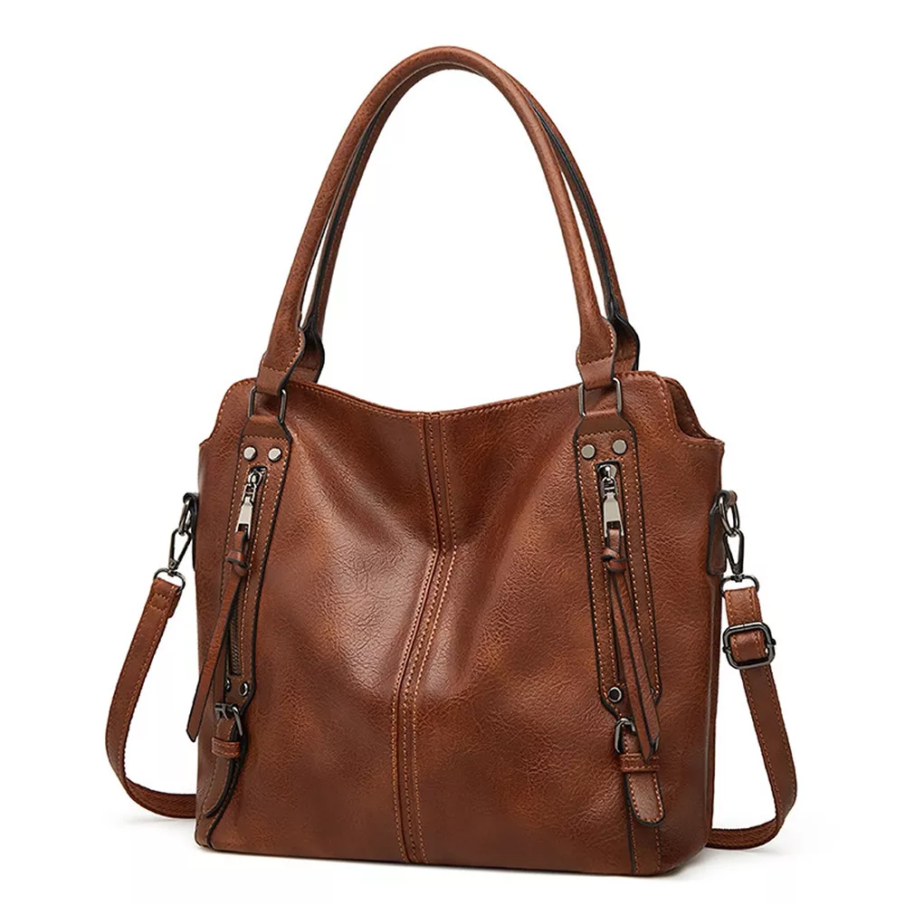 PU Leather Shoulder Bag and Pouch Set, image 4