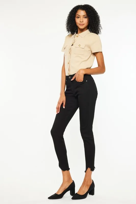High Rise Frayed Hem Skinny Jeans, image 3