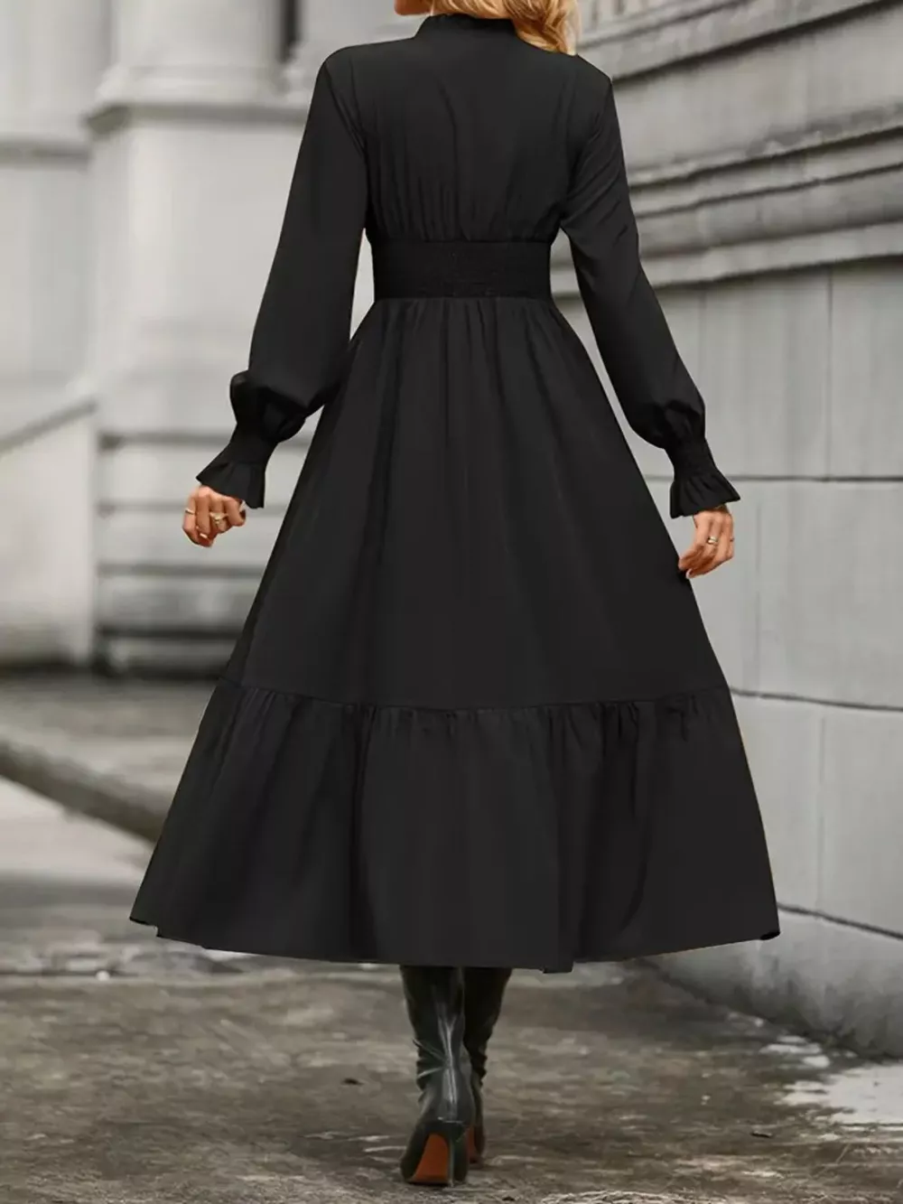 Surplice Long Sleeve Tiered Midi Dress, image 9