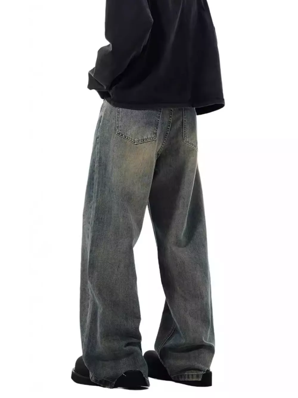 Men's Full Size Vintage Wash Wide Leg Jeans Plus Size, image 2