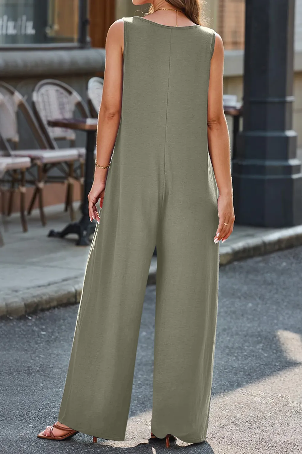 Full Size V-Neck Wide Strap Jumpsuit, image 6