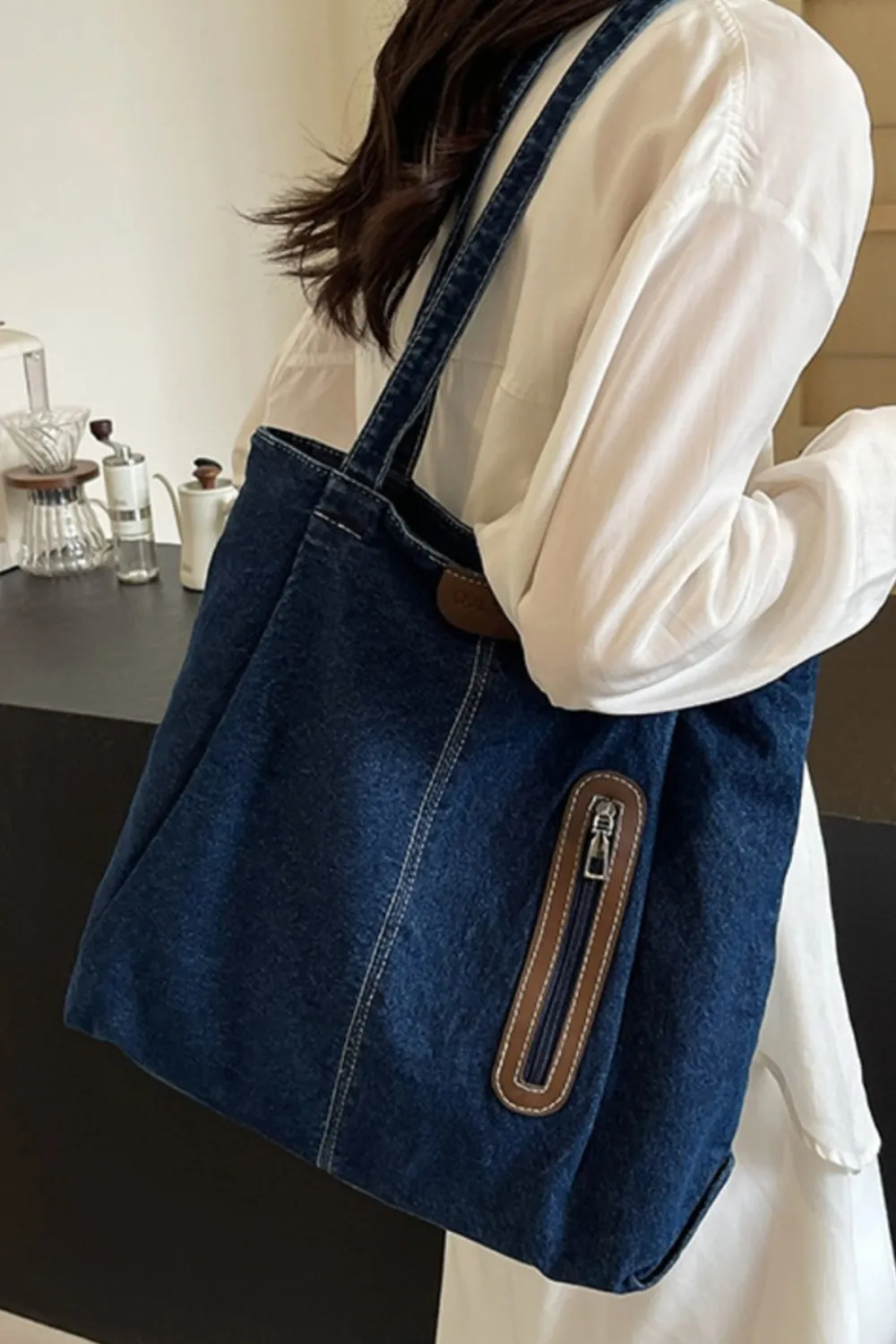 Medium Denim Tote Bag, image 7