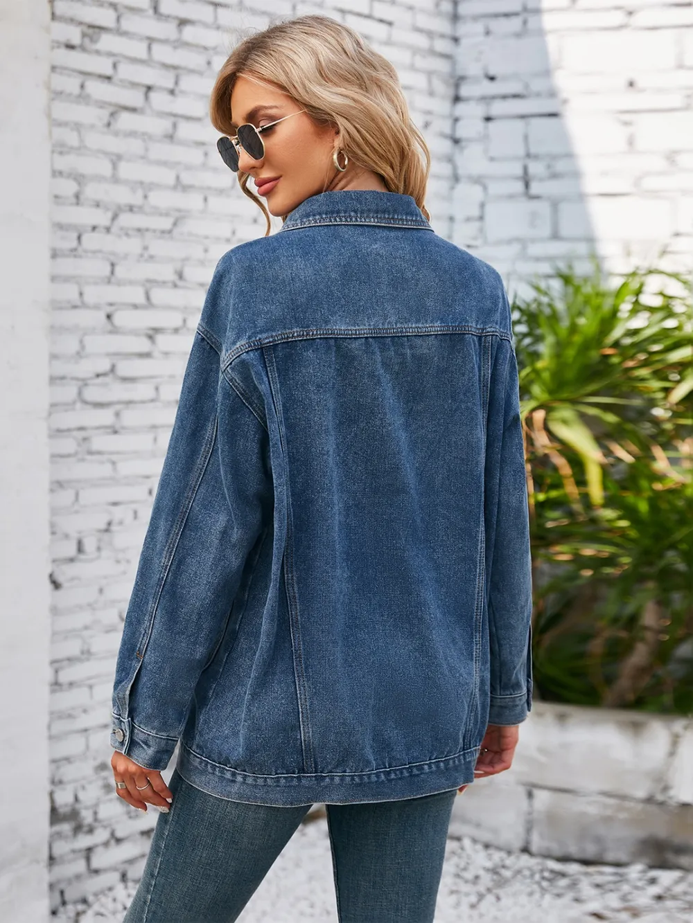 Button Up Long Sleeve Denim Jacket, image 4