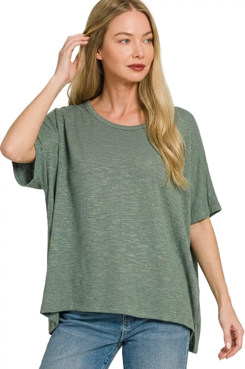 Zenana Oversized Slub Hacci Top, image 2
