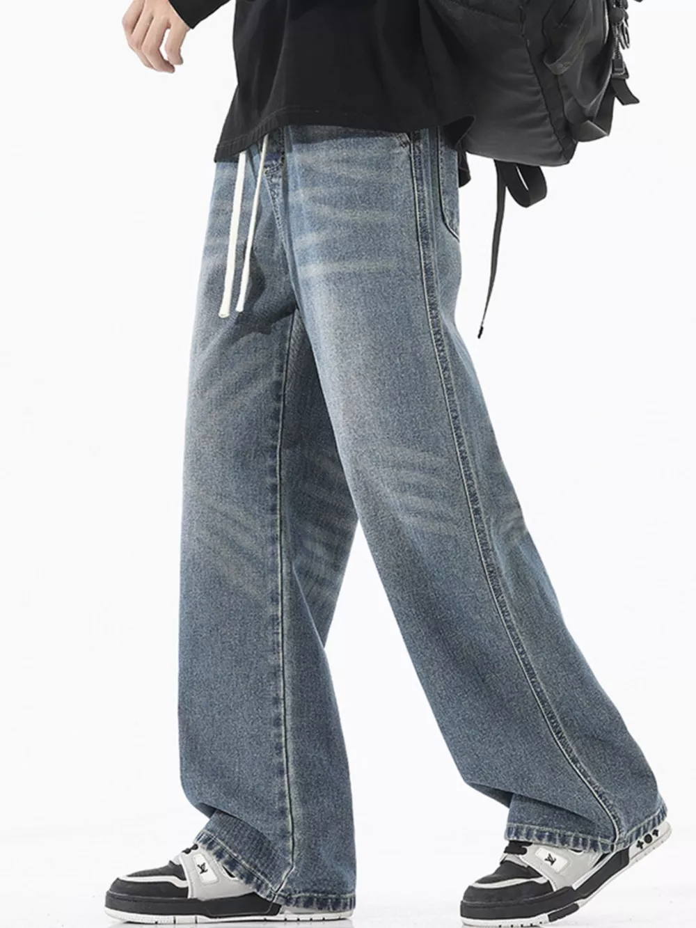 Men's Full Size Wash Wide Leg Jeans Plus Size, image 3