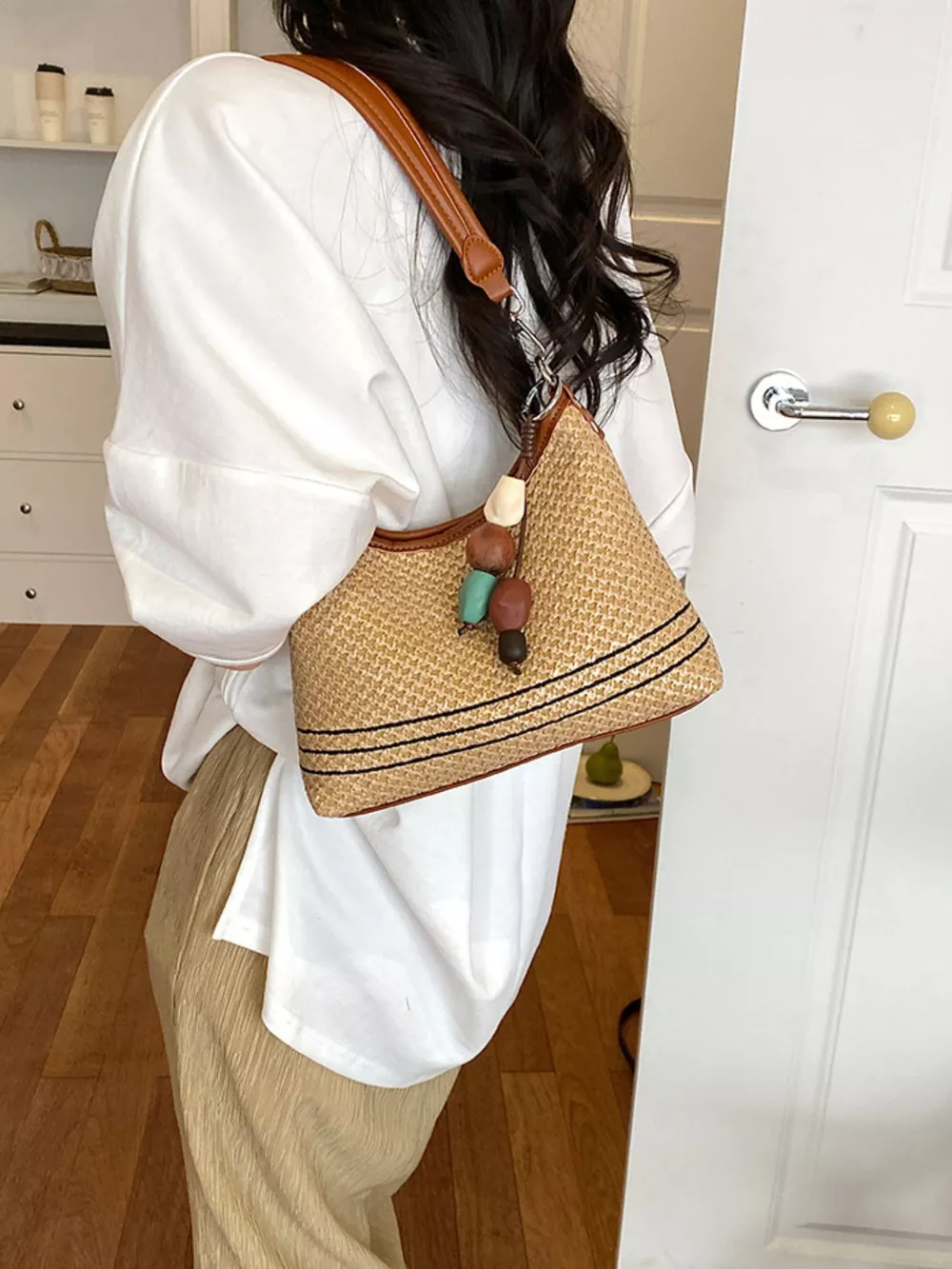 Woven Straw Crossbody Bag, image 4