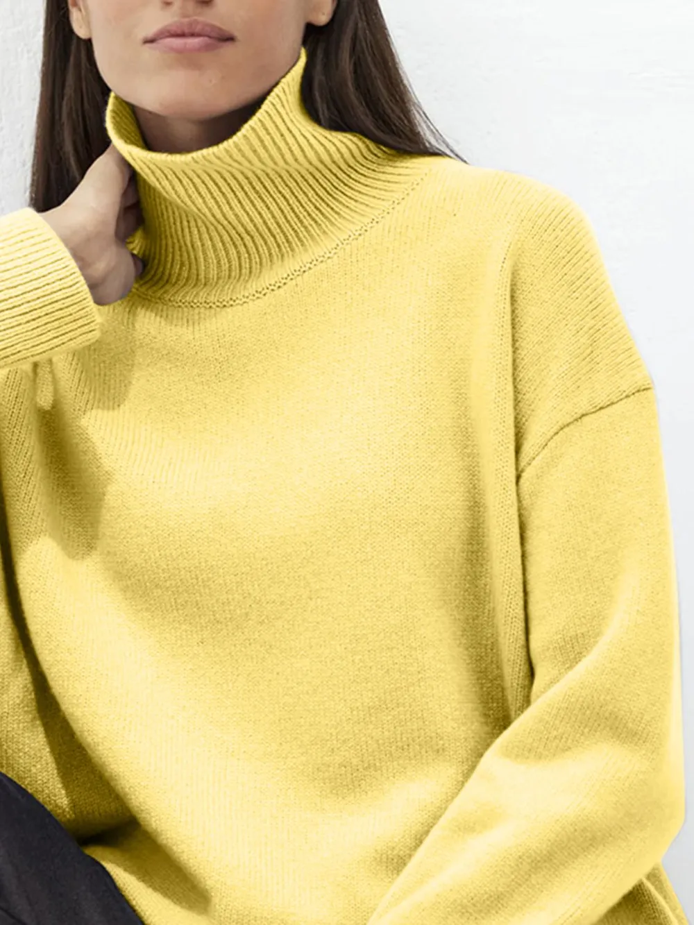 Turtleneck Drop Shoulder Long Sleeve Sweater, image 19