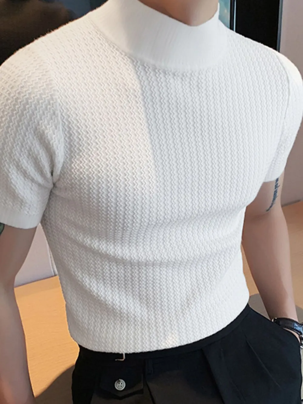 Men's Full Size Mock Neck Short Sleeve T-Shirt Plus Size, image 6