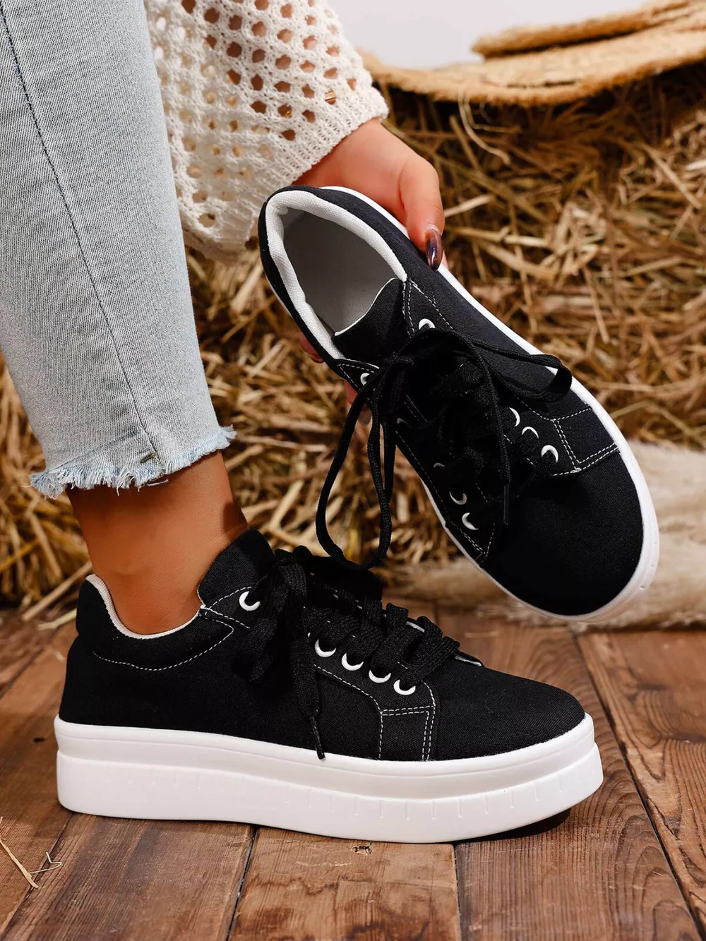 Lace Up Platform Sneakers, image 3
