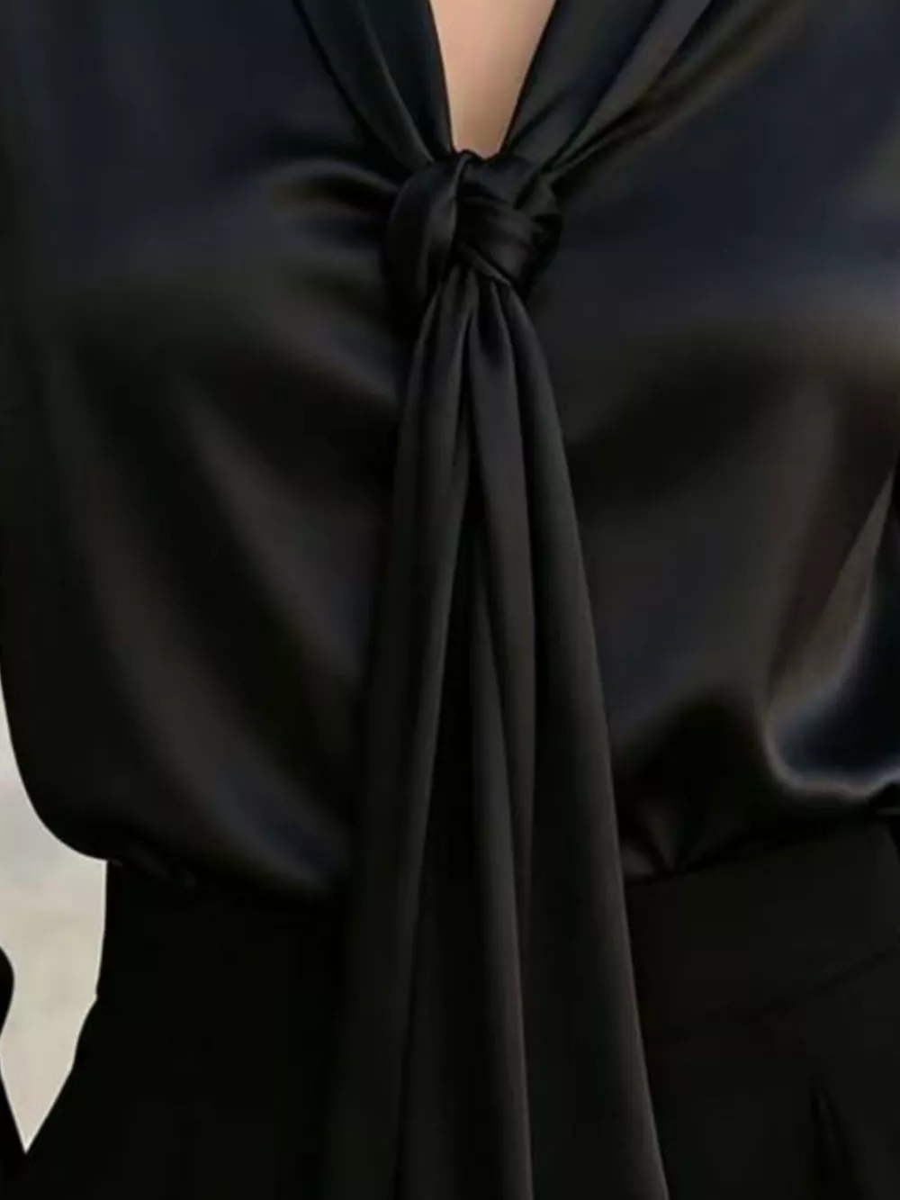 Front Tie Detail Satin Blouse, image 12