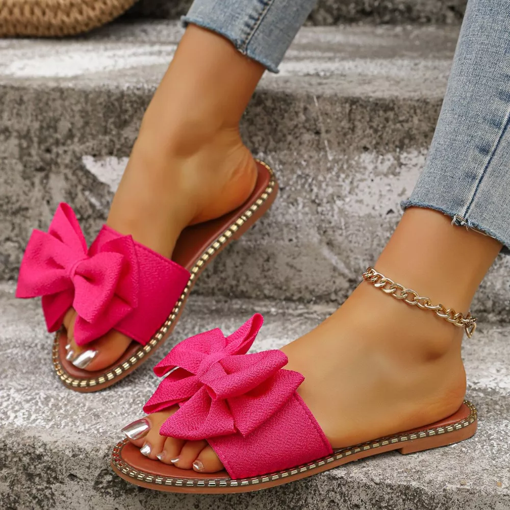 Bowknot Embellished Flat Sandals, image 5