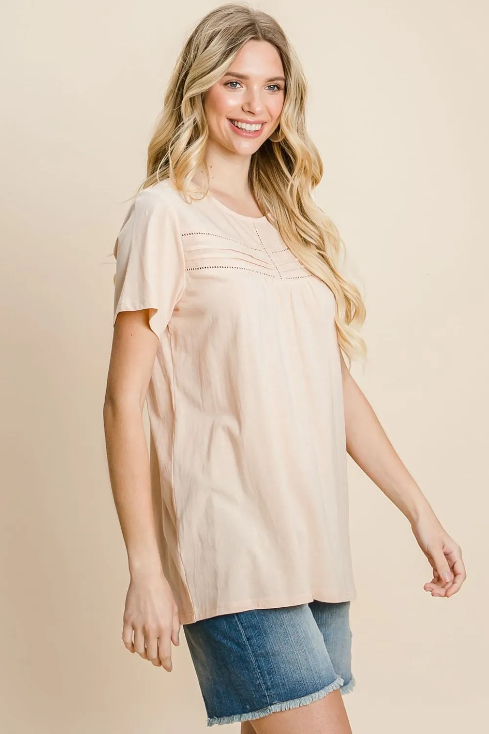 Cotton Bleu by Nu Label Eyelet Round Neck Short Sleeve T-Shirt, image 3